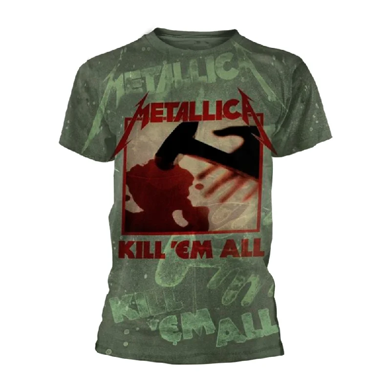 Metallica Unisex T-shirt: Kill 'Em All (All Over) (back print) Front Pockets Side Pockets Patch Pockets