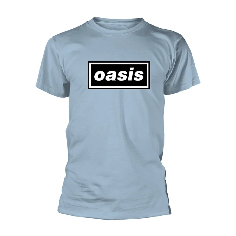 Oasis Unisex T-shirt: Decca Logo (Light Blue) Spandex Blend Rayon Blend Denim Blend
