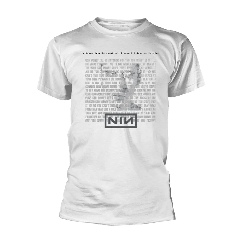 Nine Inch Nails Unisex T-shirt: Head Like A Hole (White) Chenille Blend Fleece Blend Nylon Blend Nine Inch Nails Unisex T-shirt: Head Like A Hole (White) Chenille Blend Fleece Blend Nylon Blend