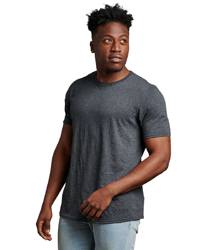 Russell Athletic Unisex Essential Performance T-Shirt | Black Heather Houndstooth Herringbone Solid