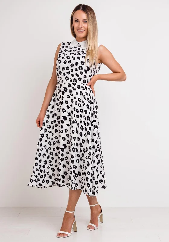 Seventy1 Monochrome Print Midi Dress, White Comfortable Deep V Midi Dress