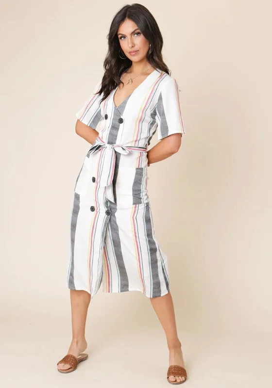 Seventy1 Multi Stripe Button Midi Dress, Multi Elegant Floral Midi Dress