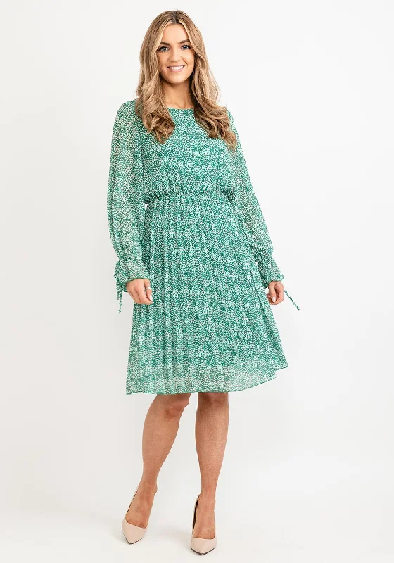 Seventy1 One Size Daisy Round Neck Midi Dress, Green Multi Trendy A-Line Midi Dress