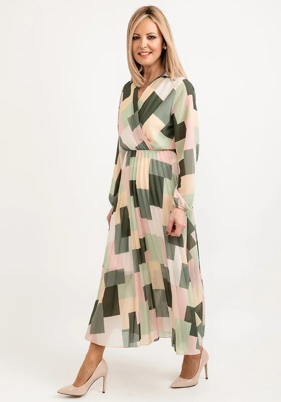 Seventy1 One Size Pastel Print Midi Dress, Green Multi Fashionable Casual Midi Dress