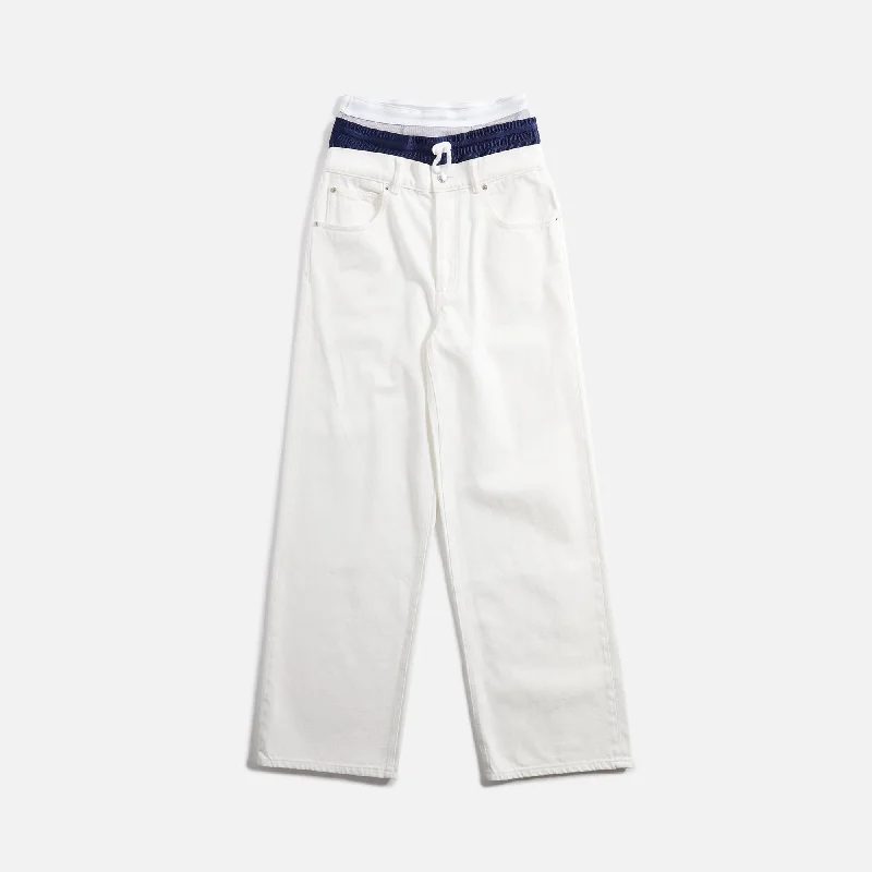 T by Alexander Wang Pre-Styled Tri-Layer 5 Pocket Jean - White Cozy Relaxed Fit Jeans T by Alexander Wang Pre-Styled Tri-Layer 5 Pocket Jean - White Cozy Relaxed Fit Jeans