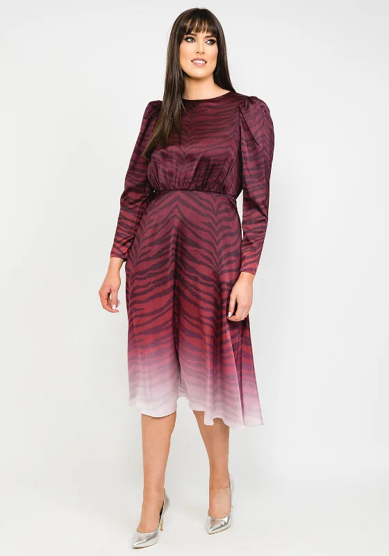 Ted Baker Banarni Zebra Print Midi Dress, Oxblood Trendy Off-Shoulder Button Midi Dress