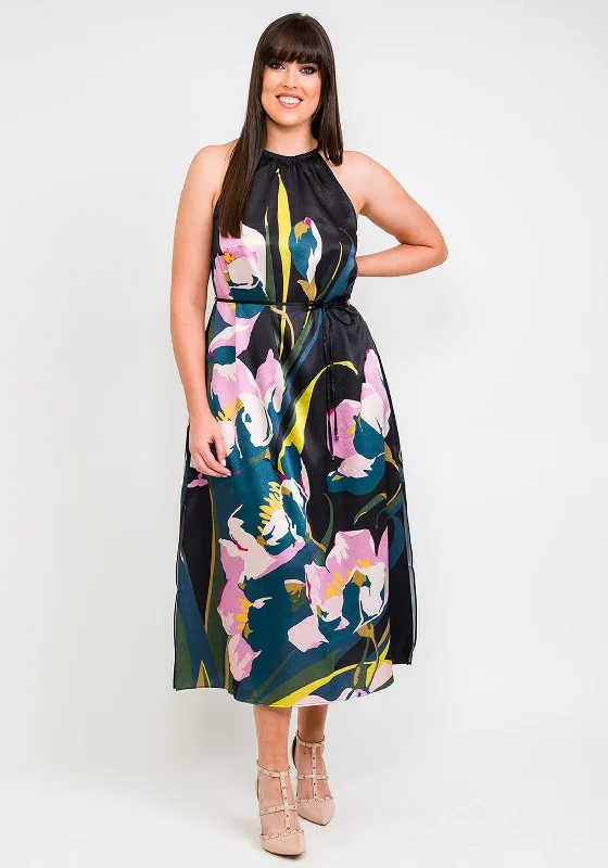 Ted Baker Piana Urban Halter Neck Midi Dress, Black Elegant Satin Midi Dress