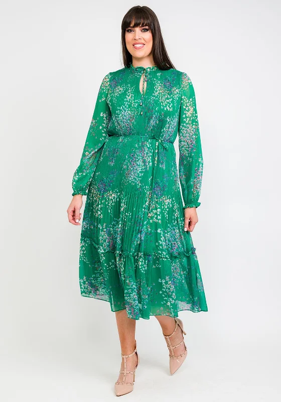 Ted Baker Rosiiie Serendipity Pleated Midi Dress, Green Fashionable Shift Midi Dress