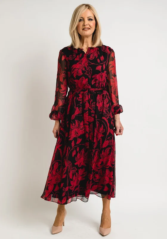 Ted Baker Womens Hadlee Vintage Floral Midi Dress, Black Fashionable One-Shoulder Midi Dress