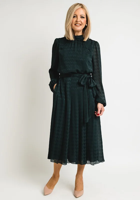 Ted Baker Womens Wilmer Houndstooth Midi Dress, Dark Green Comfortable Empire Waist Midi Dress