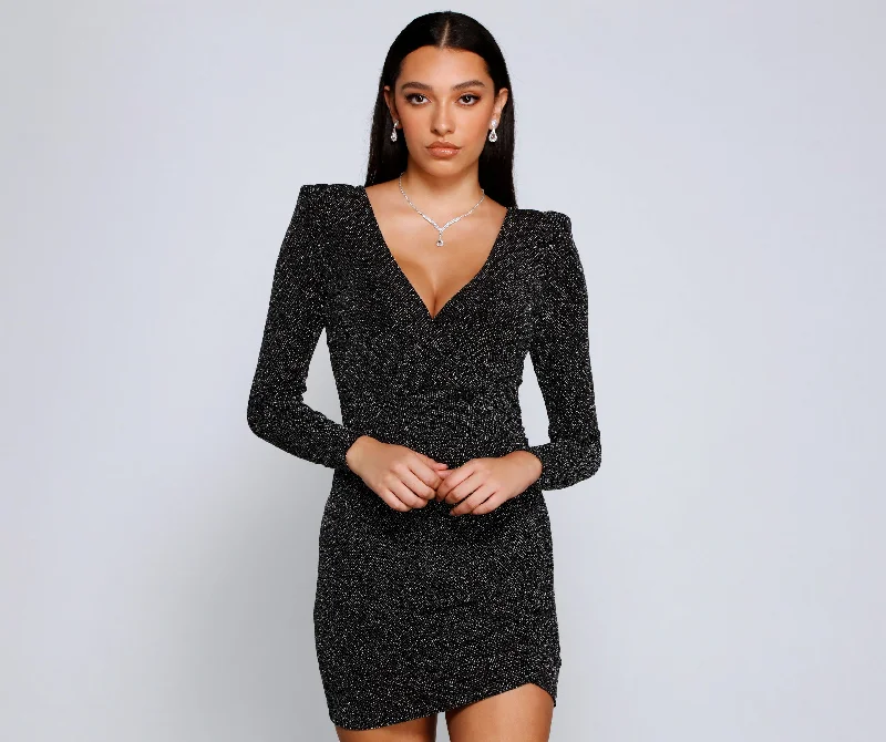 Time To Shine Glitter Mini Dress Trendy Lace Mini Dress