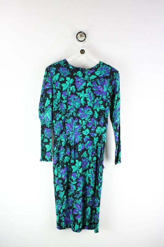 Vintage Green Midi Dress (XS) Comfortable Stretch Midi Dress