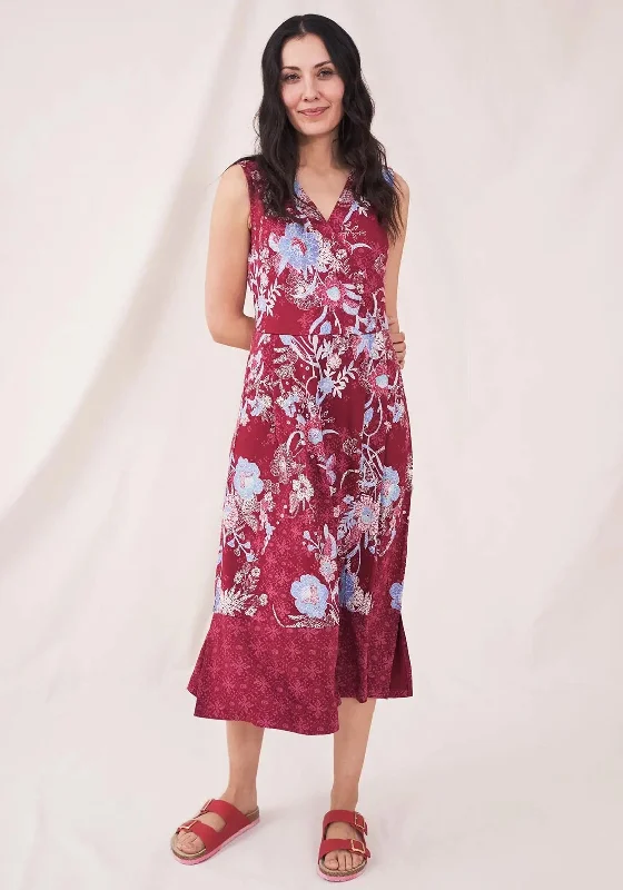 White Stuff Bridget Jersey Midi Dress, Red Multi Elegant Floral Midi Dress