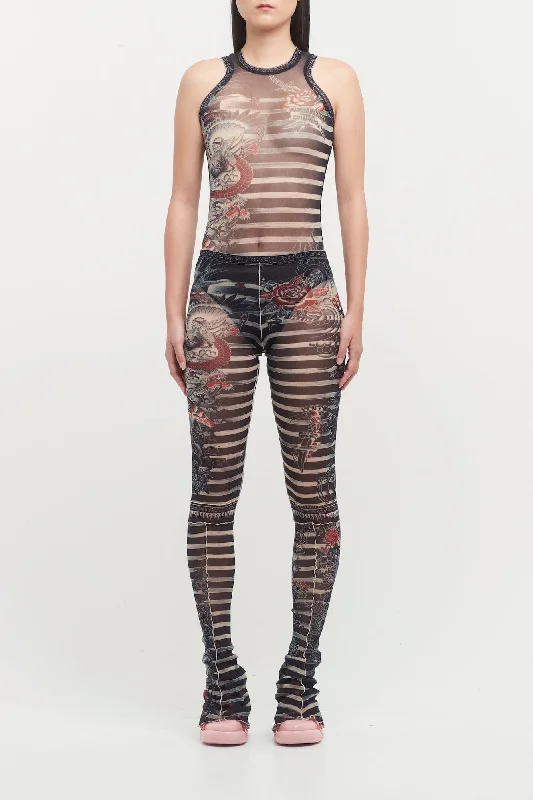 Jean Paul Gaultier Mariniere Tattoo Sleeveless Body Trendy Wide-Legged High-Waist Jeans Jean Paul Gaultier Mariniere Tattoo Sleeveless Body Trendy Wide-Legged High-Waist Jeans