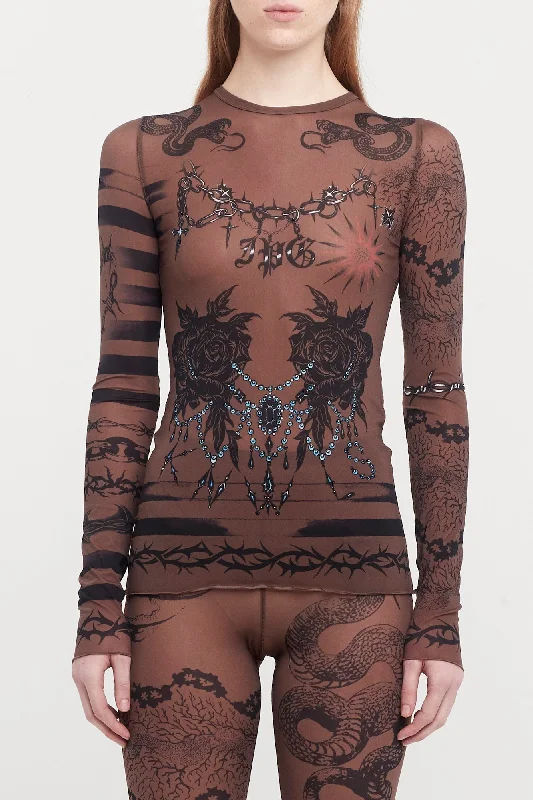 Jean Paul Gaultier X KNWLS Crewneck Long Sleeves Printed Trompe L'oeil Tattoo Trendy Layered Pocket Jeans Jean Paul Gaultier X KNWLS Crewneck Long Sleeves Printed Trompe L'oeil Tattoo Trendy Layered Pocket Jeans