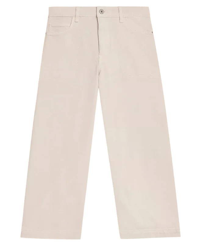 Tia Wide Leg Crop Jean - Natural White Classic Blue Denim Jeans