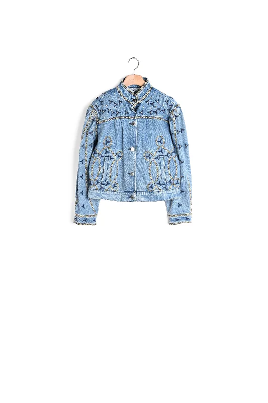 Veste en jean avec broderies et clous Comfortable Dark Wash Jeans