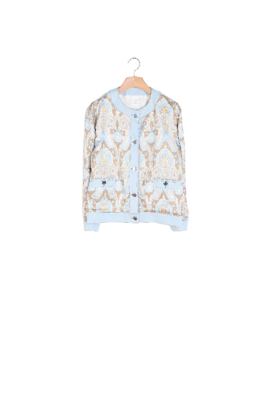 Veste en brocart et empiècements en jean Stylish Acid-Wash Jeans