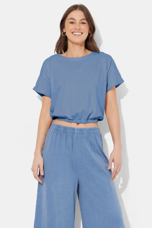 Blue Jean Washed Garment Dye Top Stylish Bootcut Denim Jeans