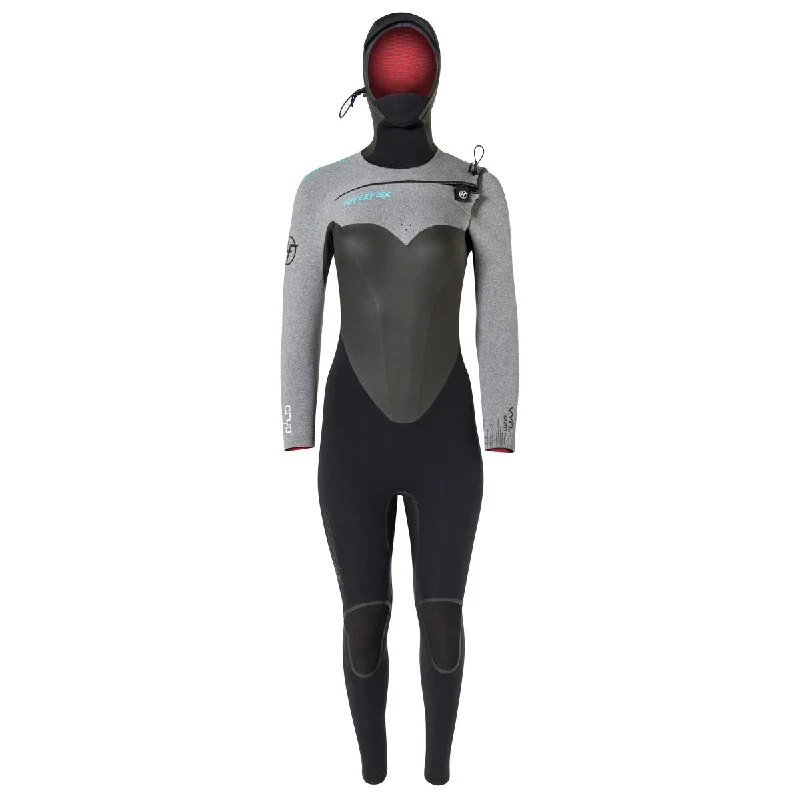 6/5 Hyperflex Womens Wetsuit Vyrl CRYO Frontzip Hooded Fullsuit - Size 12 - Final Sale Hoodie with High Neck Warm Protective