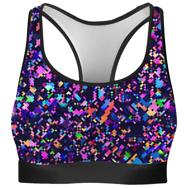 8-Bit Confetti Rave Bra Soft Padded Bralette