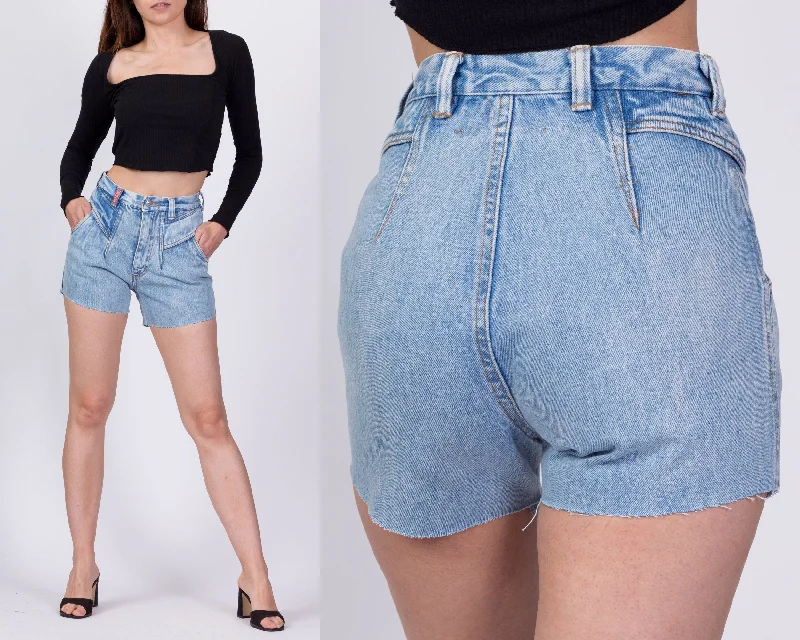 90s High Class Streetwear Jean Shorts - XXS, 23" Trendy Flared Leg Jeans