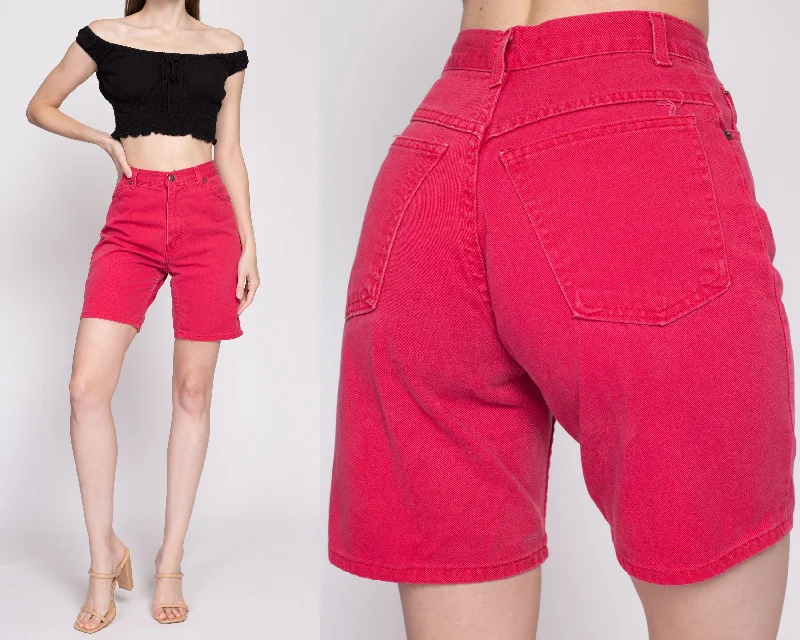 90s Red High Waisted Jean Shorts - Extra Small, 25" Casual Distressed Skinny Jeans