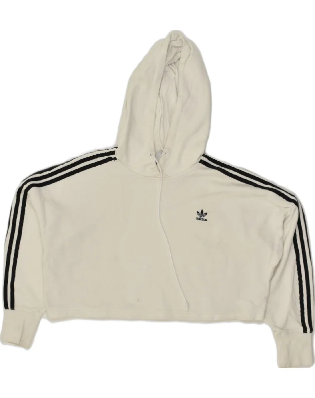 ADIDAS Womens Crop Hoodie Jumper UK 6 XS Grey Cotton Hoodie with Magnetic Closure Innovative Modern