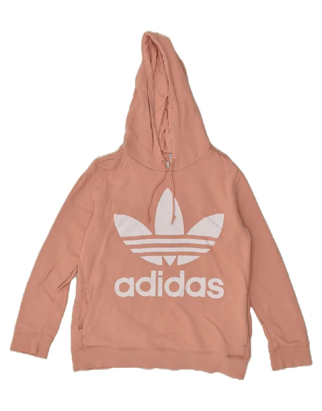 ADIDAS Womens Graphic Hoodie Jumper UK 18 XL Pink Hoodie with Back Slit Movement Comfort