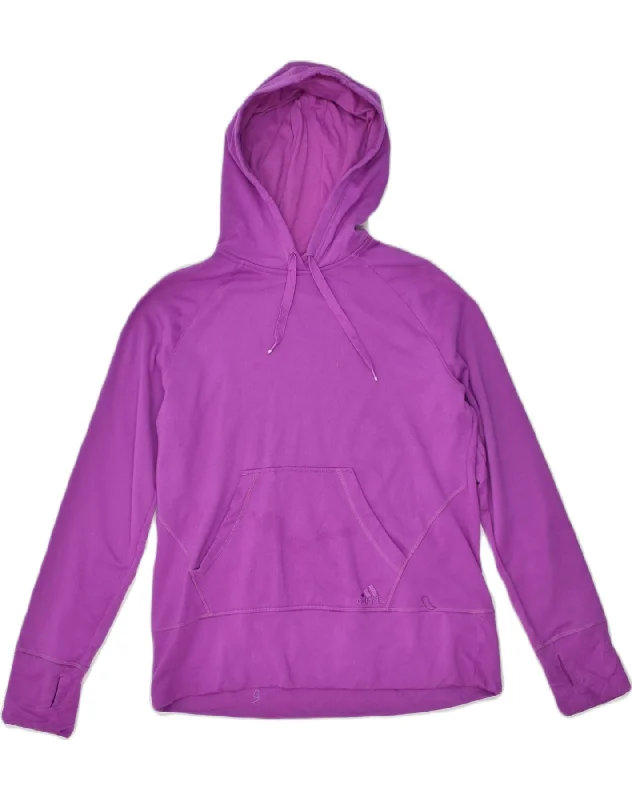 ADIDAS Womens Hoodie Jumper UK 18 XL Purple Polyester Hoodie with Cropped Fit Short Trendy