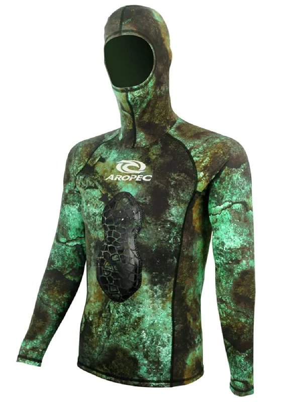 Aropec Verde 1mm Spearfishing Hooded Rash Guard Hoodie with Hem Patch Decorative Personalized