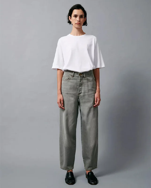 Baggou Jean Mid Grey Trendy Wide-Leg High-Waist Denim