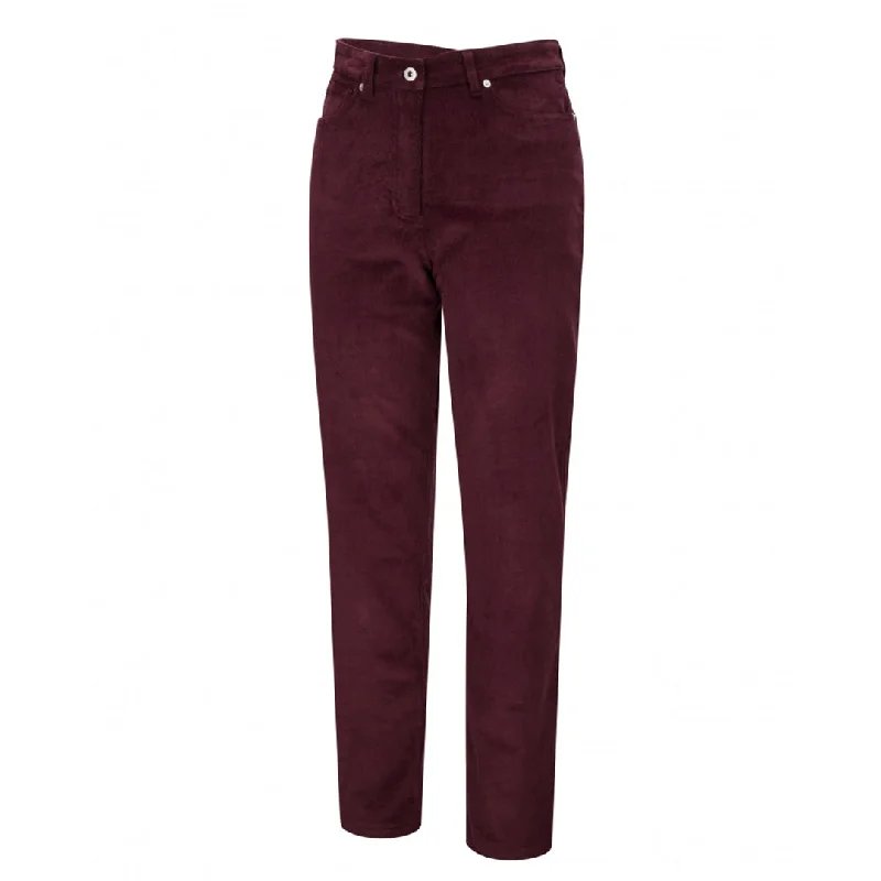 Ceres Ladies Stretch Cord Jean - Merlot by Hoggs of Fife Classic Button Fly Jeans