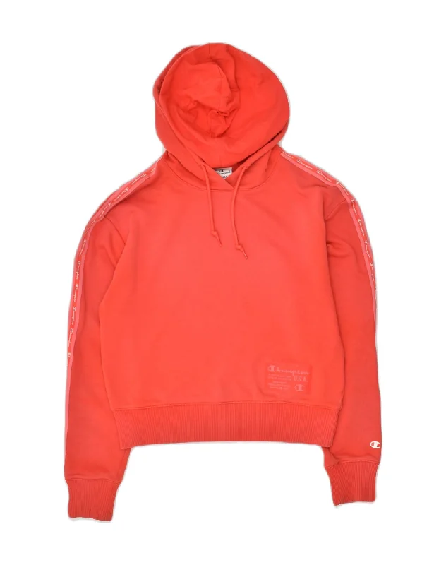 CHAMPION Womens Hoodie Jumper UK 10 Small Red Cotton Hoodie with Magnetic Closure Innovative Modern