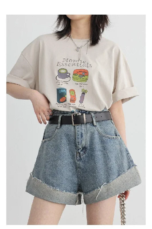 Distressed and Slit Jean Shorts Fashionable Distressed Jeans