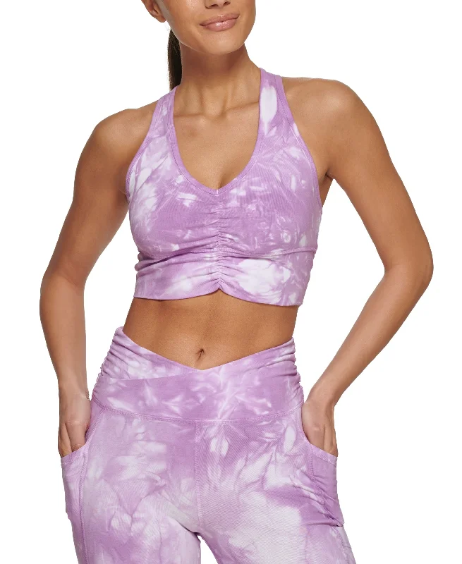 DKNY Sport Womens Tie Dye Low Impact Sports Bra Sleek Push-Up Bra