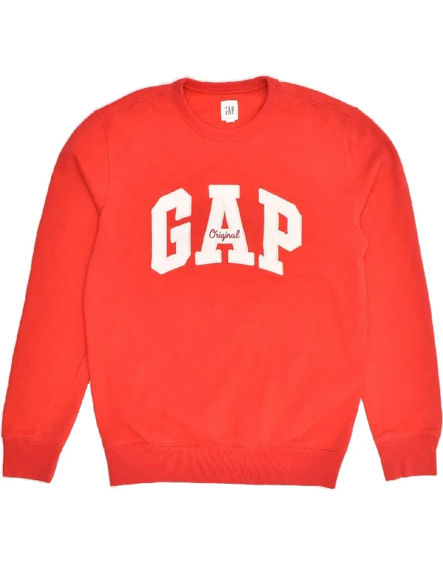 GAP Womens Graphic Sweatshirt Jumper UK 4 XS Red Cotton Cotton Hoodie Fleece Lining Warmth