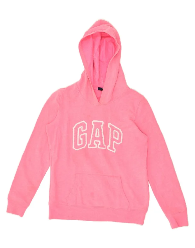 GAP Womens Loose Fit Graphic Hoodie Jumper UK 6 XS Pink Cotton Hoodie with Drop Shoulder Relaxed Streetwear