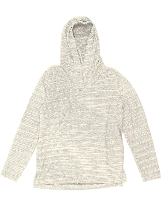 GAP Womens Oversized Hoodie Jumper UK 6 XS Grey Striped Cotton Hoodie with Cuffed Sleeves Snug Secure