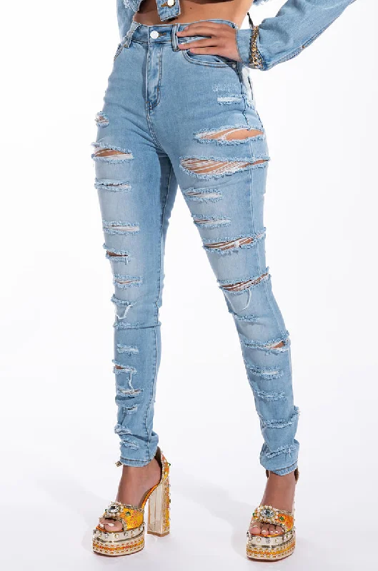 HANDS TO YOURSELF DISTRESSED SKINNY JEAN Casual Distressed Skinny Jeans