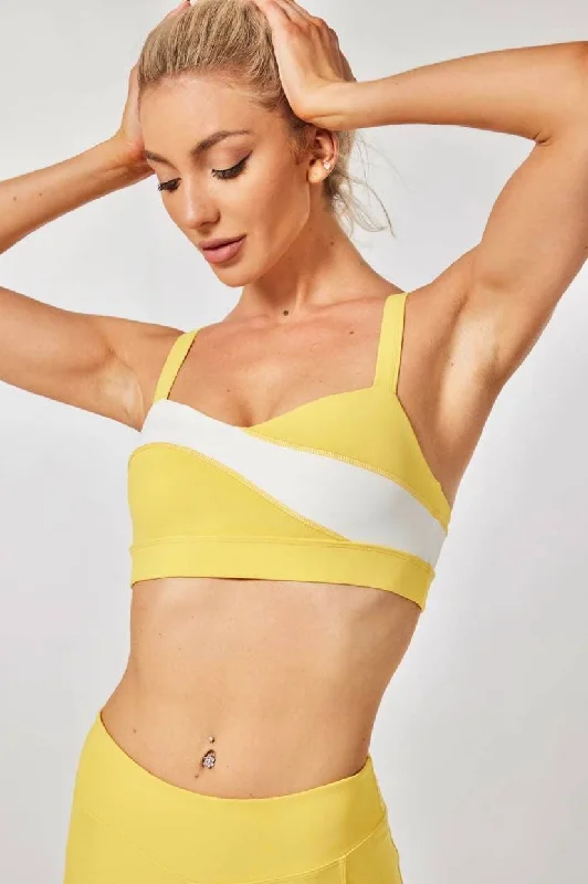 HeyCloud Flow Sports Bra - Macaroon Yellow High-Cut Bra Design