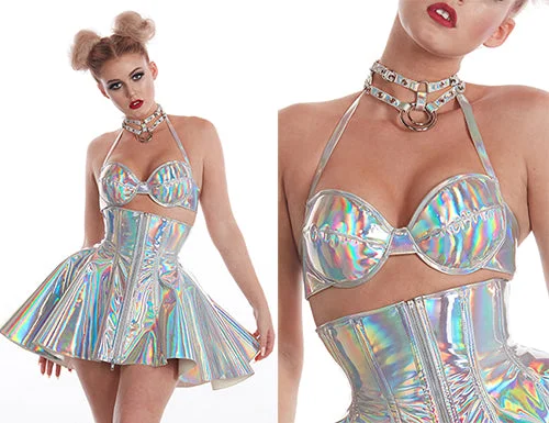 Holographic PVC Bra Lightweight Cotton Bra