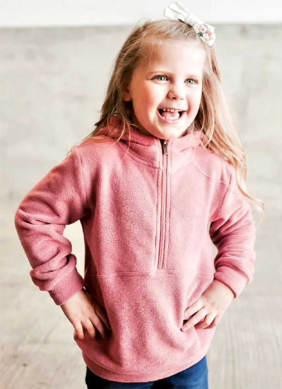 Kids Ampersand Half Zip Hoodie {Cozy Cutie-Raspberry} Hoodie with Full-Zip Functional Layering