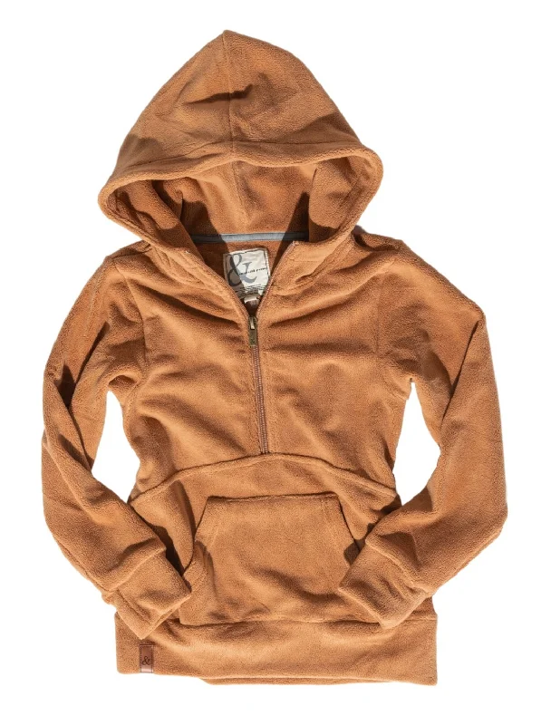 Kids Cozy Cutie Half Zip Hoodie-Maple {Ampersand} Zip Hoodie Drawstring Kangaroo Pocket