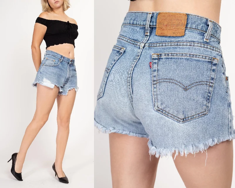 Large 80s Levis Cut Off Jean Shorts 32.5" Elegant Raw Hem Jeans