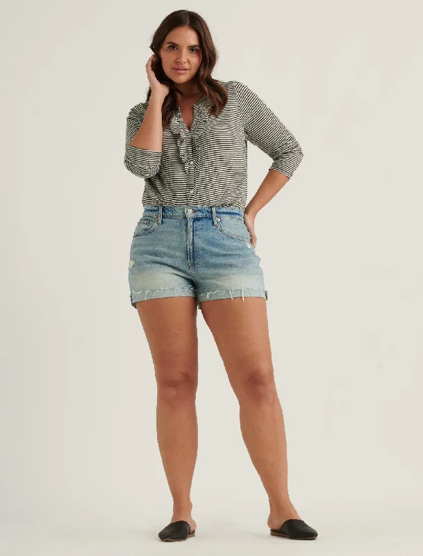 Lucky Brand Boyfriend Jean Short Sicily Ct Elegant Tapered Leg Denim