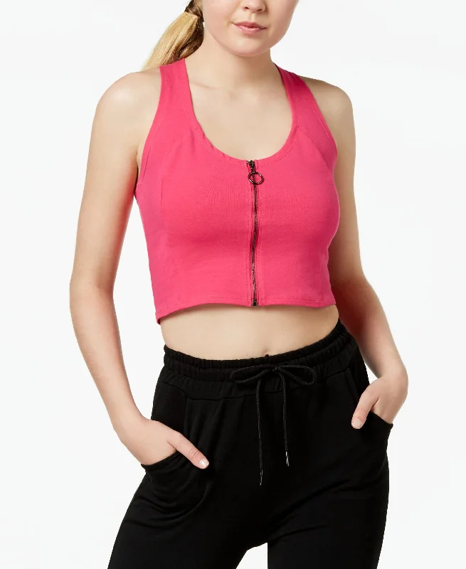 Material Girl Active Juniors Zip Front Crisscross Sports Bra Cotton Comfort Bra