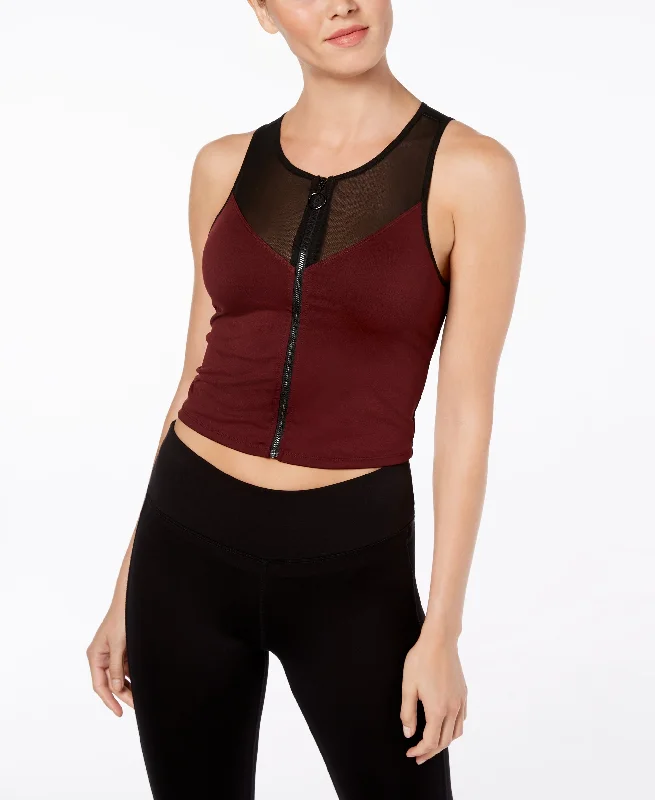 Material Girl Juniors Mesh Zippered Longline Sports Bra Soft Mesh Bra