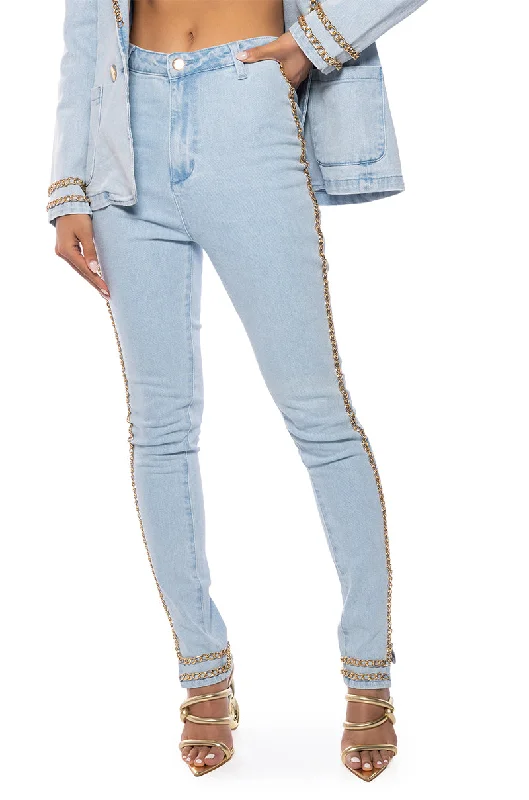 ME MYSELF AND I CHAIN DETAIL SKINNY JEAN Casual Skinny Fit Jeans