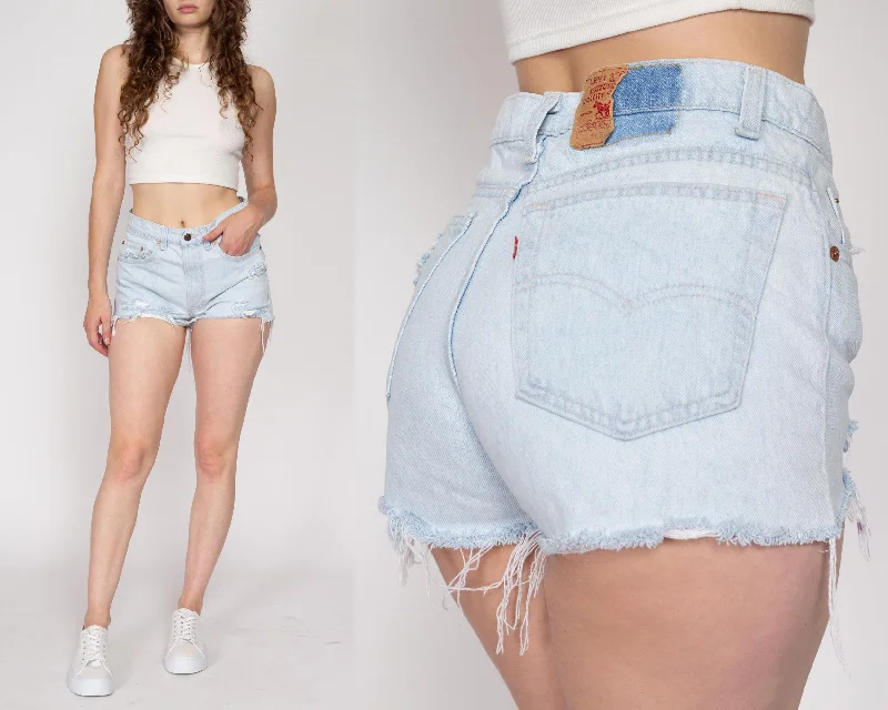Med-Lrg 90s Levis 505 Cut Off Jean Shorts 31" Comfortable Drawstring Waist Jeans